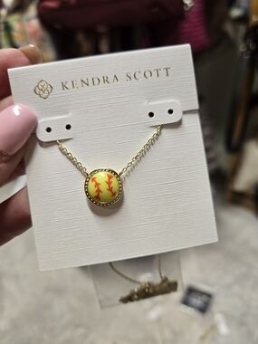 Kendra Scott Gold Chain Necklace Softball Charm